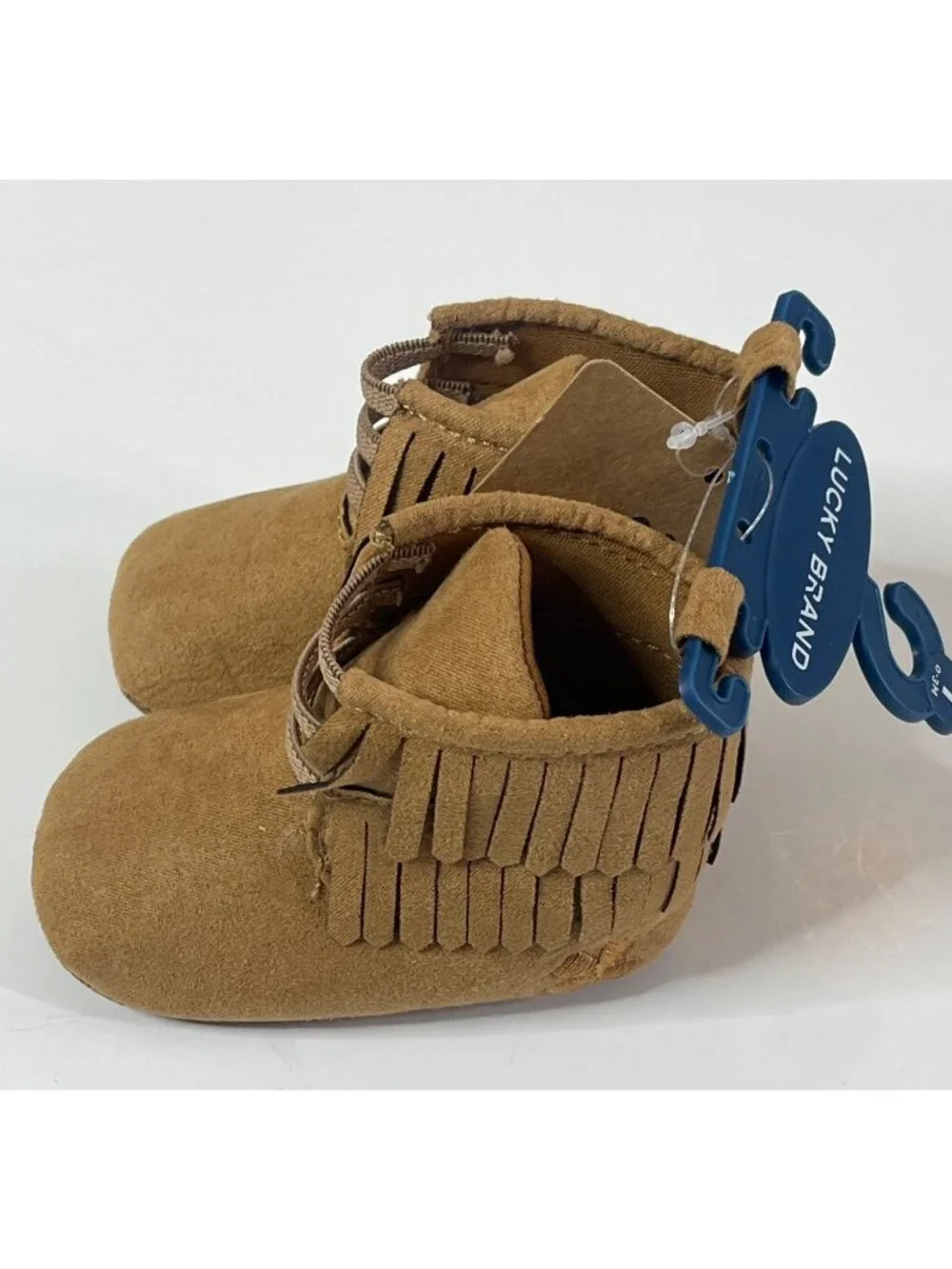 Lucky Brand Baby Girls Faux Suede Fringe Ankle Booties Tan Size 1